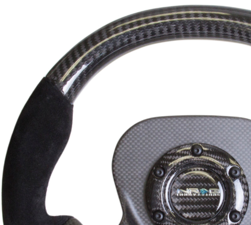 NRG Carbon Fiber Steering Wheel (320mm) CF Center Plate & Two-Tone Carbon w/Suede Trim Handles ST-X10CF-S ST-X10CF-S Photo - Primary