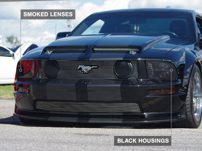 Raxiom 05-09 Ford Mustang w/ Halogen LED Halo Prjctr Headlights-Blk Hsng(Smoked Lens Exclude GT500) 49128 49128 Photo - Close Up