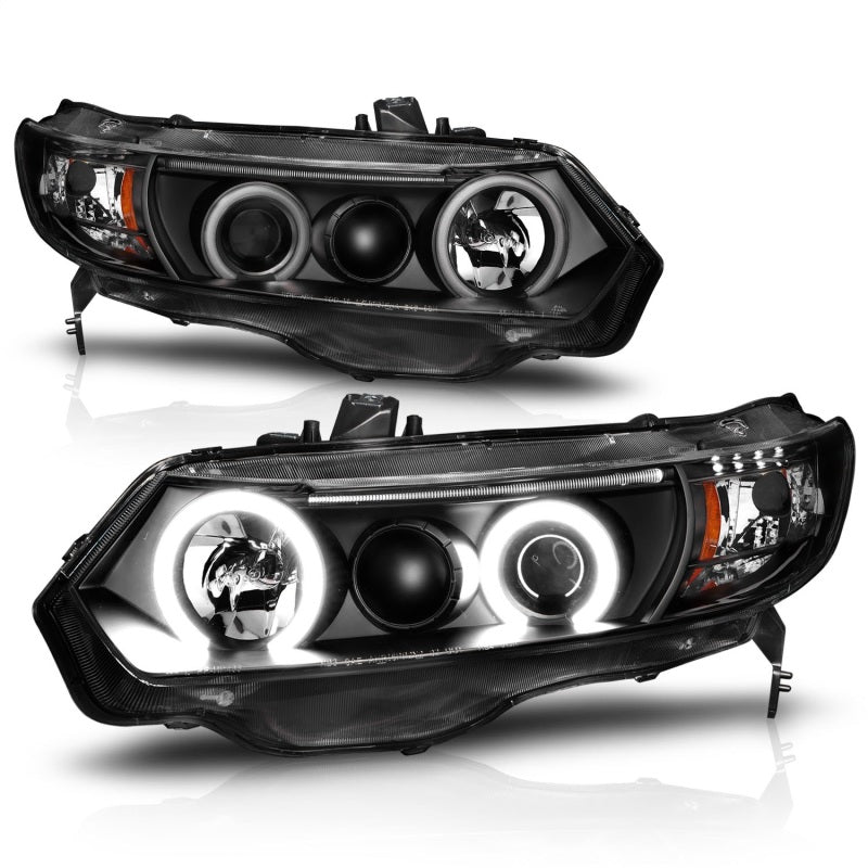 Anzo 2006-2011 Honda Civic Projector Headlights w/ Halo Black (CCFL) 121062 Photo - Unmounted