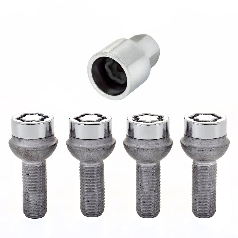 McGard Wheel Lock Bolt Set - 4pk. (Radius Seat) M12X1.5 / 17mm Hex / 27.9mm Shank Length - Chrome 28172 28172 Photo - out of package