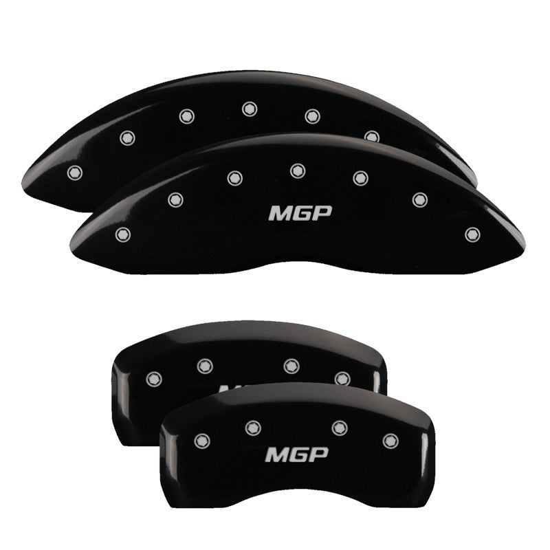 MGP 4 Caliper Covers Engraved Front & Rear MGP Black finish silver ch 10165SMGPBK 10165SMGPBK Photo - Primary
