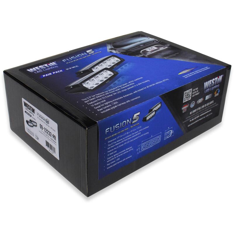Westin Fusion5 LED Light Bar Single Row 5.5 inch Flex w/3W Epistar (Set of 2) - Black 09-12232-PR 09-12232-PR Photo - in package