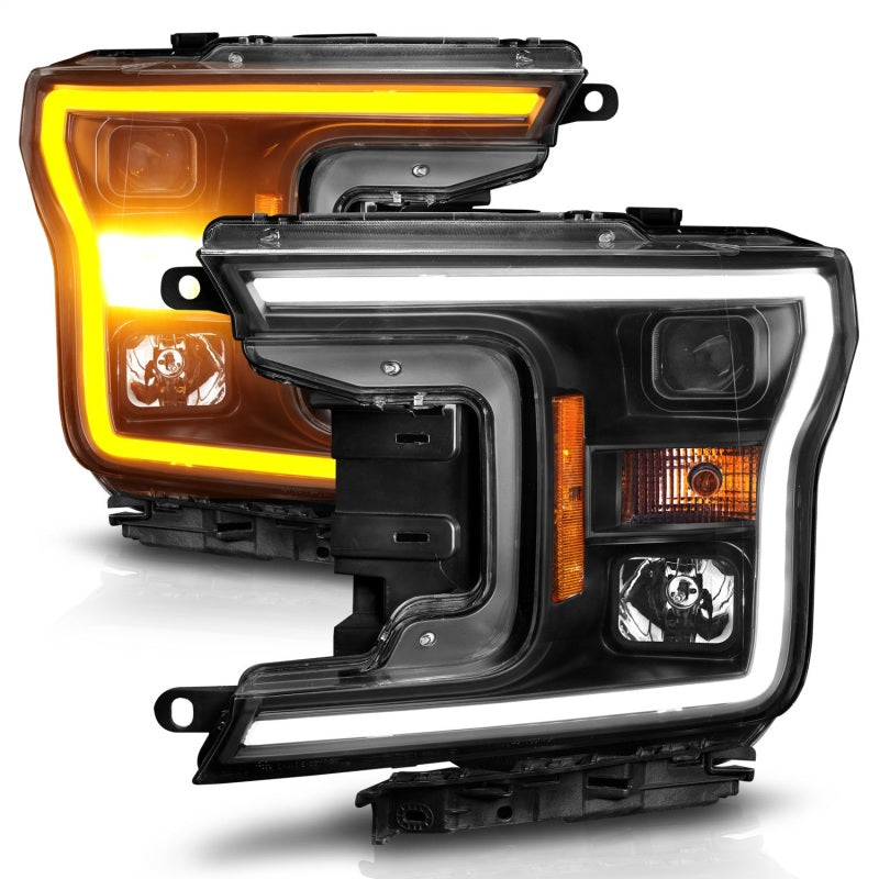 ANZO 2018-2020 Ford F-150 Projector Headlight w/ Plank Style Switchback Black Housing 111509 111509 Photo - Unmounted