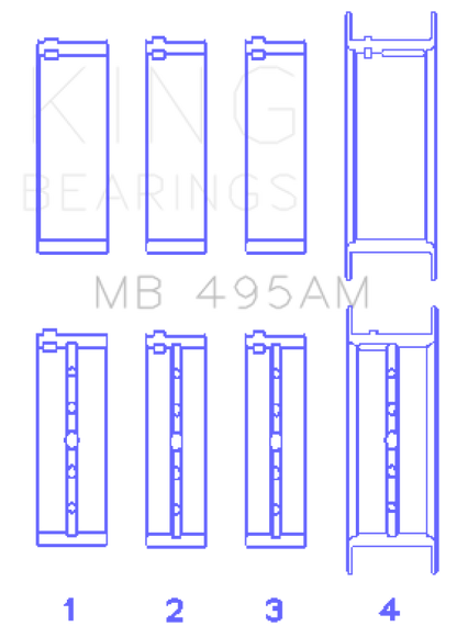King Engine Bearings King Infiniti/Nissan 181CI 3.0L VG30DE/TT V6/122CI 2.0L VG20DET V6 (Size STD) Main Bearing Set MB495AM MB495AM Photo - Primary