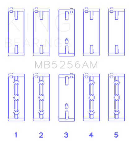 King Engine Bearings Hyundai Lantra 1600 (Size +0.50mm) Main Bearing Set MB5256AM0.5 MB5256AM0.5 Photo - Primary