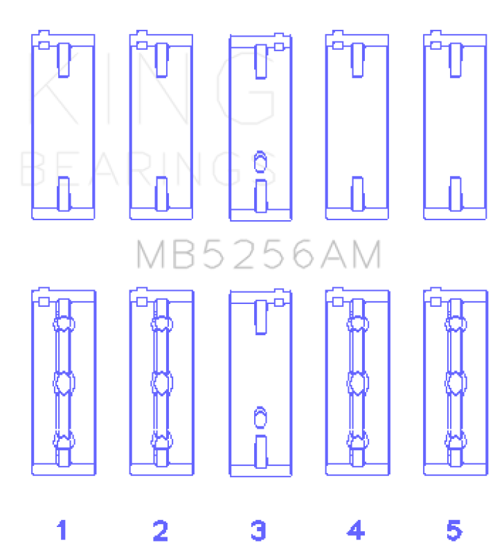 King Engine Bearings Hyundai Lantra 1600 (Size +0.25mm) Main Bearing Set MB5256AM0.25 MB5256AM0.25 Photo - Primary