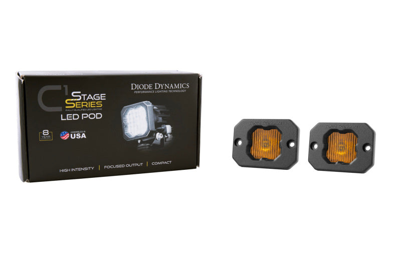 Diode Dynamics Stage Series C1 LED Pod - Yellow SAE Fog Flush ABL (Pair) DD6851P DD6851P User 2