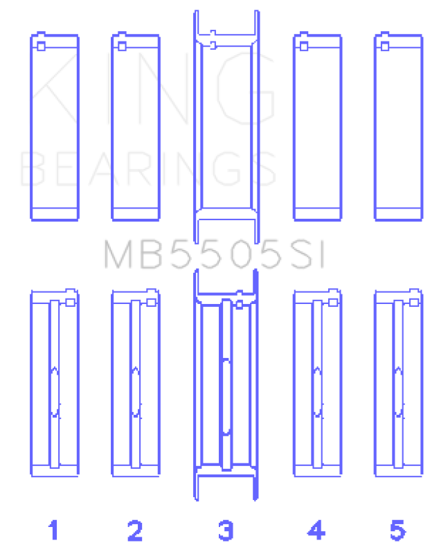 King Engine Bearings Ford 351ci/400ci 16V Main Bearing Set (Size 020) - Set Of 10 MB5505SI020 MB5505SI020 Photo - Primary
