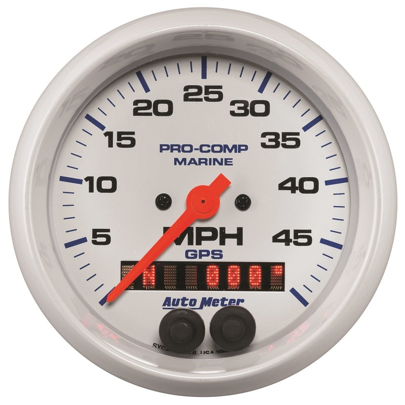 AutoMeter Marine White 3 3/8in 50MPH GPS Speedometer Gauge 200635 200635 Photo - Primary
