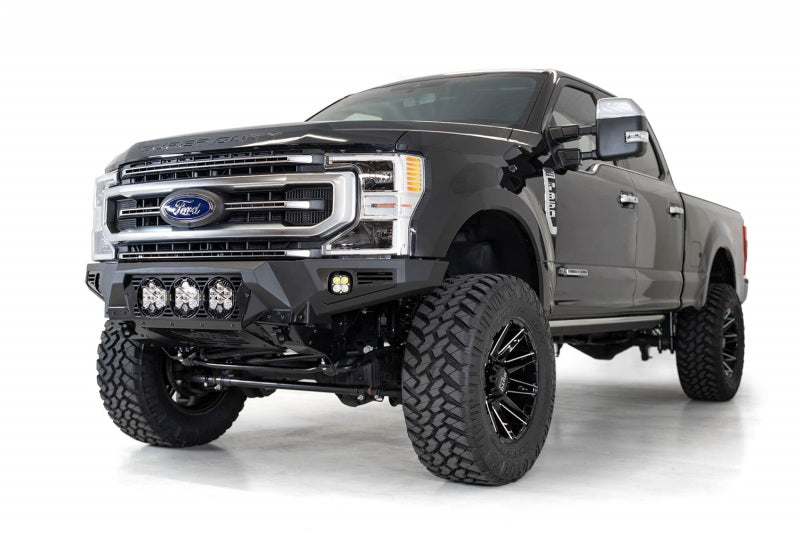 Addictive Desert Designs 17-20 Ford Super Duty Bomber Front Bumper w/ Mounts For 3 Baja Designs LP6s F160014100103 F160014100103 Photo - Mounted