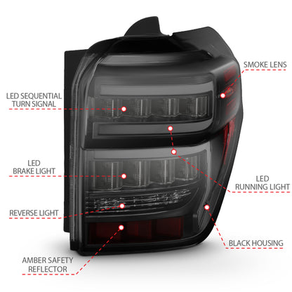 ANZO 2014-2020 Toyota 4Runner T.L Black Housing Smoke Lens Red Light Bar W/Sequential 311312 311312 Photo - Unmounted