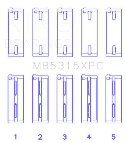 King Engine Bearings King 1992+ Mitsubishi 4G63/4G64 EVO I-IV (Size STDX) Coated Performance Main Bearing Set MB5315XPCSTDX MB5315XPCSTDX Photo - Primary