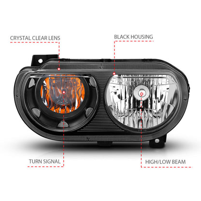 Anzo  2008-2014 Dodge Challenger Crystal Headlights Black 121526 Photo - Unmounted