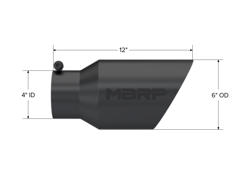 MBRP Tip 6in O.D. Dual Wall A ngled  4in inlet MBRT5072BLK T5072BLK Photo - Close Up