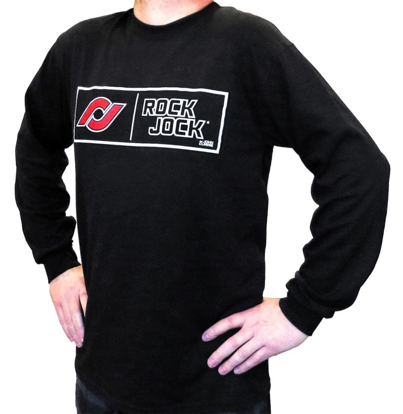 RockJock Long Sleeve T-Shirt w/ Rectangle Logo Black Large Print on the Front RJ-711007-L