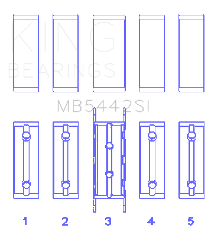King Engine Bearings King Ford/Mazda Duratec 2.0/2.3 DOHC (Size STD) Silicon Bi-Metal Aluminum Main Bearing Set MB5442SI MB5442SI Photo - Primary