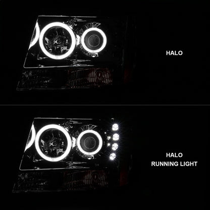 Anzo 2007-2013 Chevrolet Avalanche Projector Headlights w/ Halo Chrome 111108 Photo - Unmounted