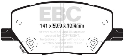 EBC 2015+ Fiat 500X 1.4T Orangestuff Front Brake Pads ED92239 ED92239 Photo - Primary