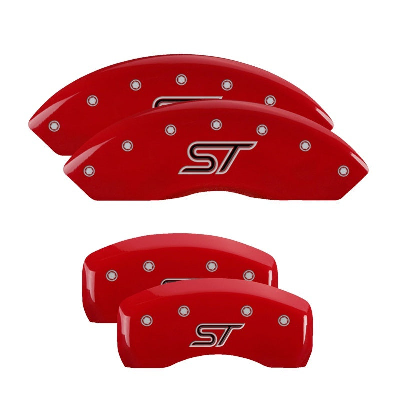 MGP Caliper Covers (set of 4), Engraved Front & Rear ST Red finish silver 10231SSTORD Photo - Primary