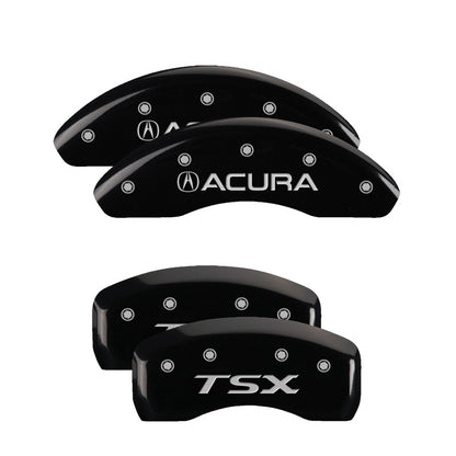 MGP 4 Caliper Covers Engraved Front Acura Engraved Rear TSX Black finish silver ch 39004STSXBK 39004STSXBK Photo - Primary