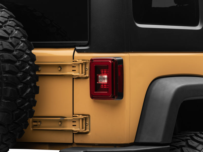Raxiom 07-18 Jeep Wrangler JK JL Style LED Tail Lights- Black Housing - Red Lens J133626 J133626 Photo - Close Up