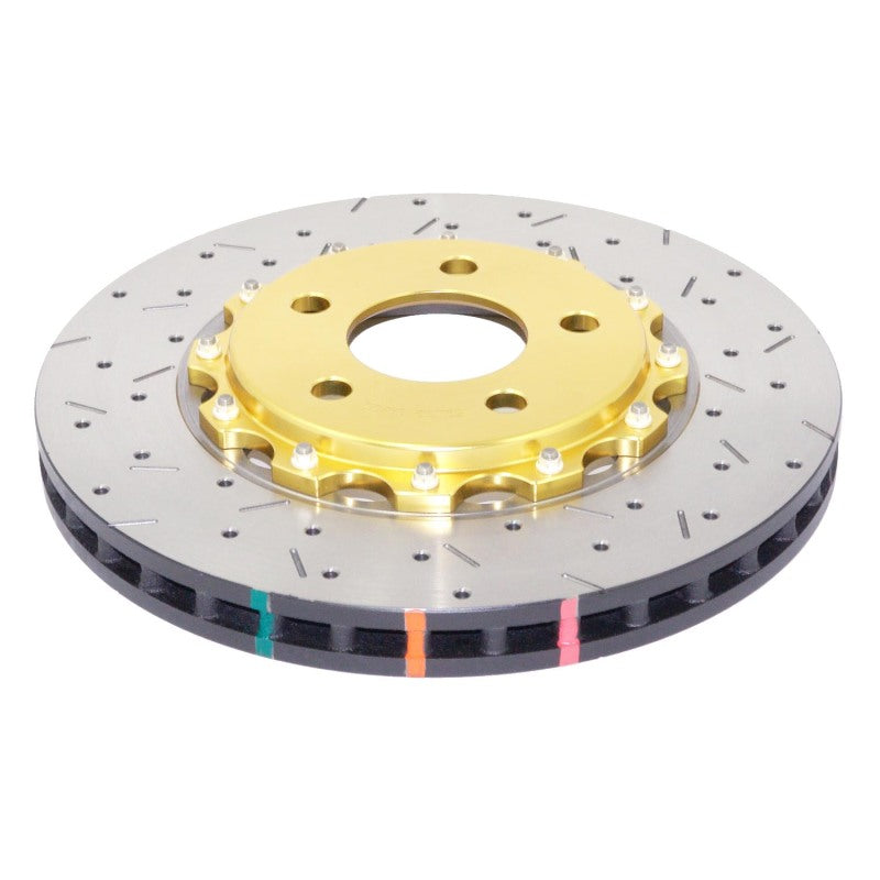 DBA 05-10 Ford Mustang GT / 11-13 V6 Front Drilled & Slotted 5000 Series 2 Piece Rotor w/ Gold Hat 52113GLDXS 52113GLDXS Photo - Primary