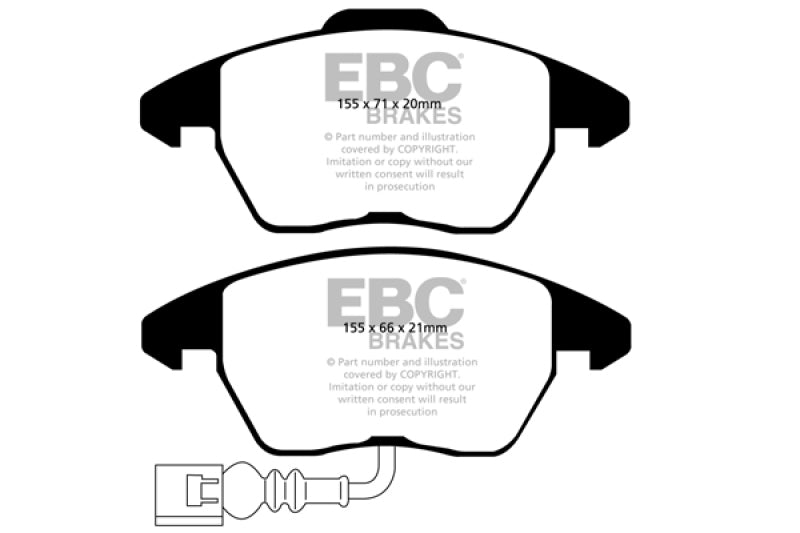 EBC 07-09 Audi TT 2.0 Turbo Ultimax2 Front Brake Pads UD1319 UD1319 Photo - Primary