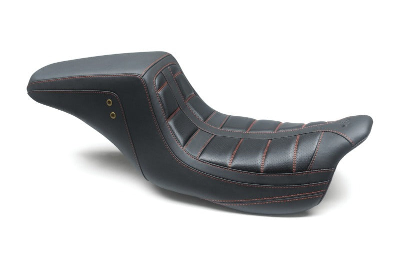 Mustang Motorcycle Mustang 08-21 HD Electra Glide,Rd Glide,Rd King,St Glide Squareback 1PC Seat - Black w/Red Stitching 75239AB 75239AB User 1