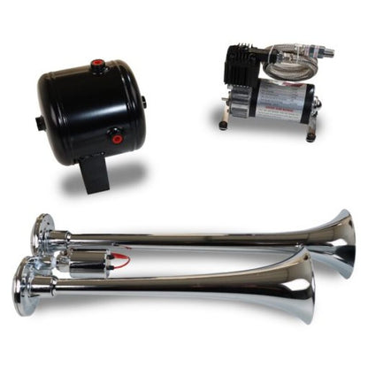 Kleinn Air Horns Kleinn Dual Chrome Horn Kit w/ 120 PSI Air Compressor / 0.5 gal Air Tank HK2 HK2 Photo - Primary