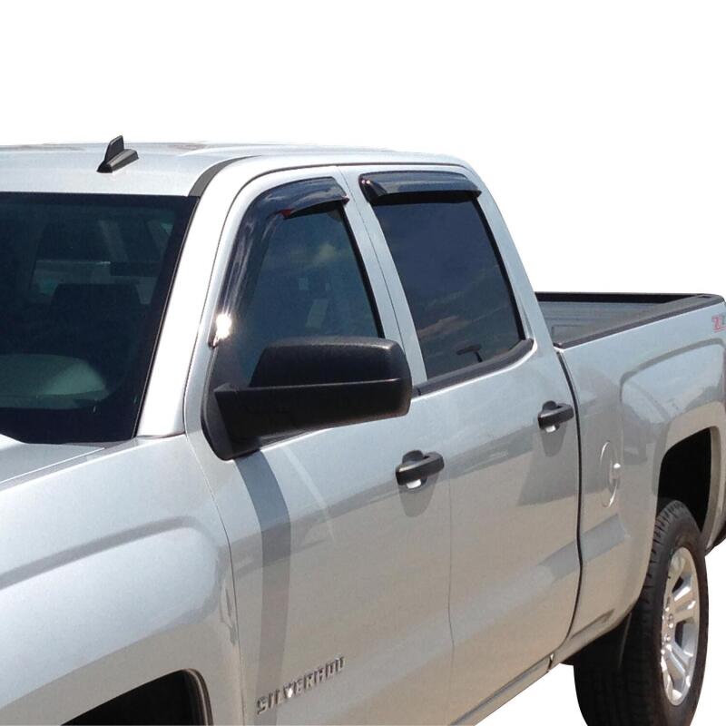 Westin 2014-2018 Chevy Silverado 1500 Crew Cab Wade Slim Wind Deflector 4pc - Smoke 72-31484 72-31484 Photo - Mounted