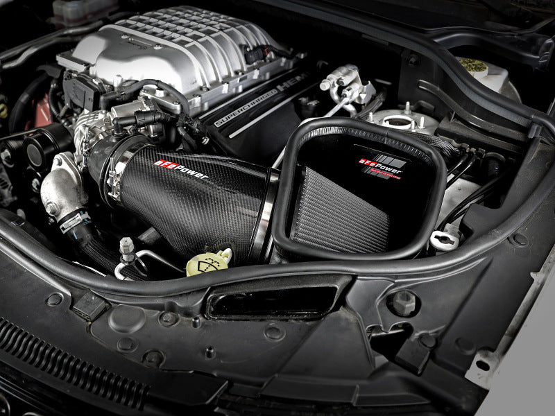 aFe Track Series Carbon Fiber Pro Dry S AIS - 2018 Jeep Grand Cherokee Trackhawk (WK2) V8-6.2L(SC) 57-10002D 57-10002D Photo - Mounted