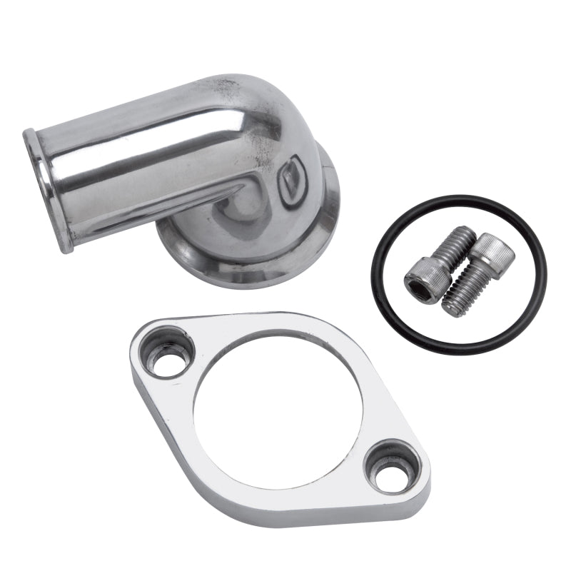 Edelbrock Waterneck, SBC/BBC, 90-degree, Two-Piece, Cast, Swivel, Polished 4818 Photo - Primary