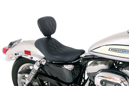 Mustang Motorcycle Mustang 04-21 Harley Sportster Wide Tripper Solo Seat w/Driver Backrest Diamond Stitch - Black 79814 79814 Photo - Primary
