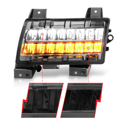 ANZO 2018-2021 Jeep Wrangler LED Side Markers Chrome Housing Smoke Lens w/ Seq. Signal Sport Bulb 511085 511085 Photo - Unmounted