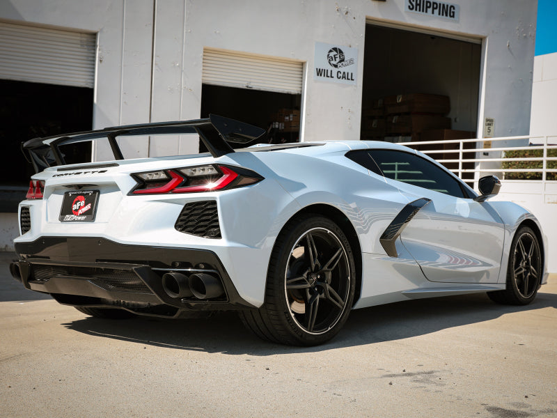 aFe MACH Force-Xp 2-1/2in 304SS Cat-Back 2020 Chevy Corvette (C8) 6.2L - Black Tip 49-34127-B 49-34127-B Photo - Mounted
