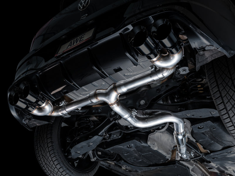AWE Tuning AWE MK8 Volkswagen Golf R 3in Track Edition Quad Exhaust - Diamond Black Tips 3020-43658 3020-43658 Photo - Mounted