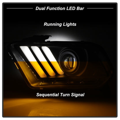 Spyder 13-14 Ford Mustang (HID Only) Projector Headlights w/Turn Signals - Blk PRO-YD-FM13HID-BK 5085559 5085559 Photo - Unmounted