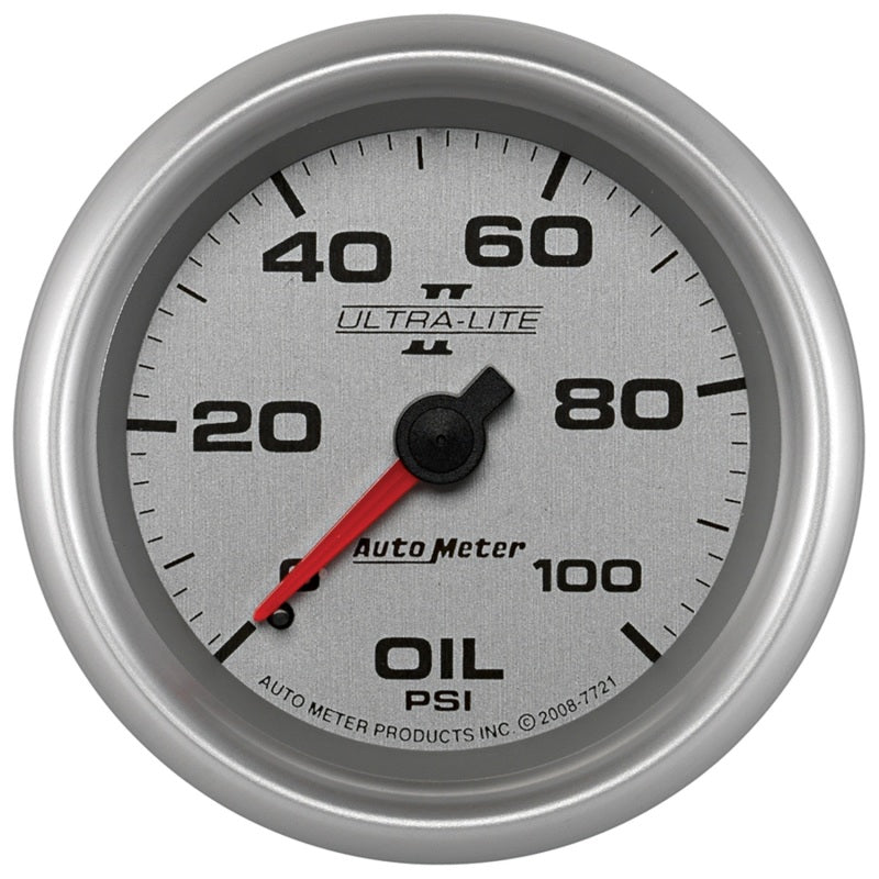 Autometer Gauge, Oil Pressure, 2 5/8", 100psi, Mechanical, Ultra-Lite II 7721 Photo - Primary