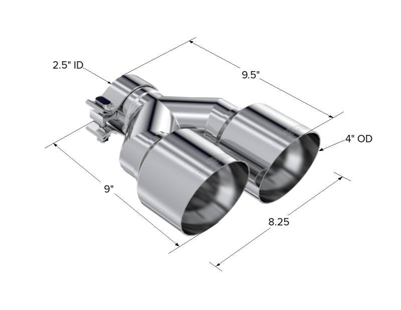 MBRP Universal T304 SS Dual Tip 4in OD/2.5in Inlet T5178 T5178 Photo - Close Up