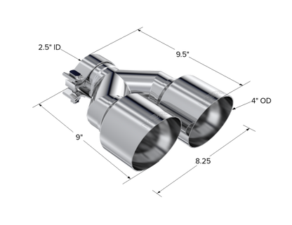 MBRP Universal T304 SS Dual Tip 4in OD/2.5in Inlet T5178 T5178 Photo - Close Up