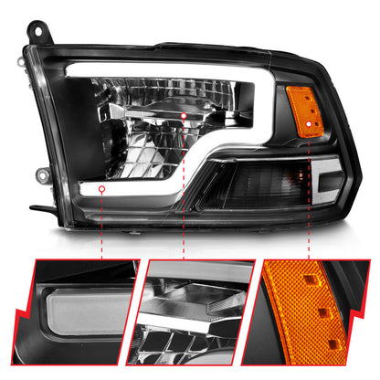 ANZO 2009-2020 Dodge Ram 1500 Full LED Square Projector Headlights w/ Chrome Housing Black Amber 111539 111539 Photo - Unmounted