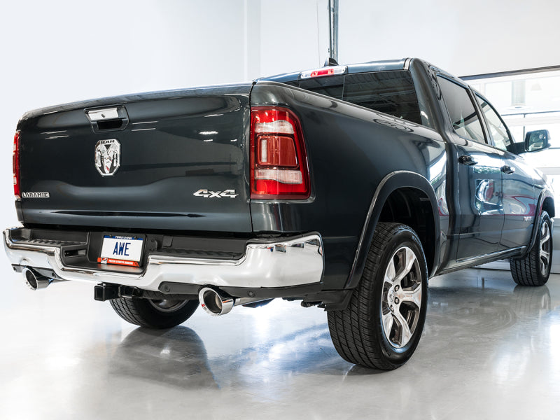 AWE Tuning 19-21 RAM 1500 5.7L (w/Cutouts) 0FG Dual Rear Exit Cat-Back Exhaust - Chrome Silver Tips 3015-32005 3015-32005 Photo - Mounted