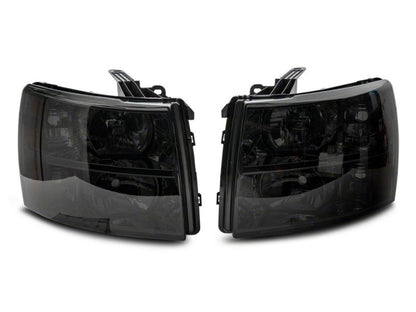Raxiom 07-14 Chevrolet Silverado 1500 HD Axial OEM RepHeadlights- Chrome Housing- Smoked Lens S122324 S122324 Photo - Close Up