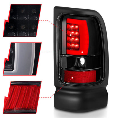 ANZO 1994-2001 Dodge Ram 1500 LED Taillights Plank Style Black w/Clear Lens 311339 311339 User 2
