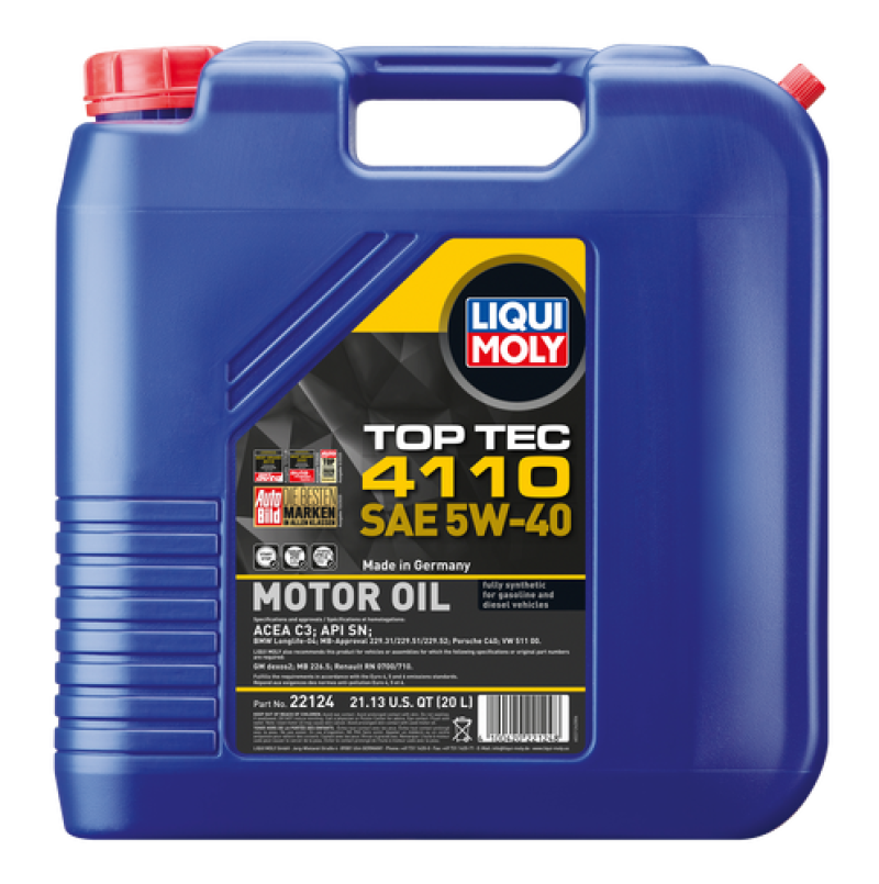 LIQUI MOLY 20L Top Tec 4110 Motor Oil SAE 5W40 22124