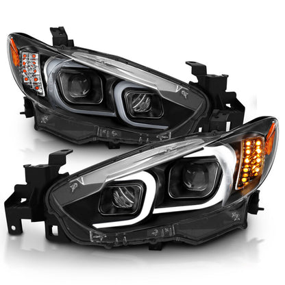 Anzo 2014-2015 Mazda 6 Projector Headlights w/ Plank Style Design Black 121516 Photo - Primary