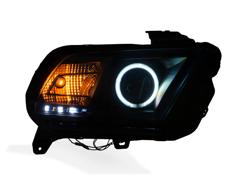 Raxiom 13-14 Ford Mustang w/ Factory HIDLED Halo Projector Headlights- Black Housing (Smoked Lens) 49170 49170 Photo - Close Up