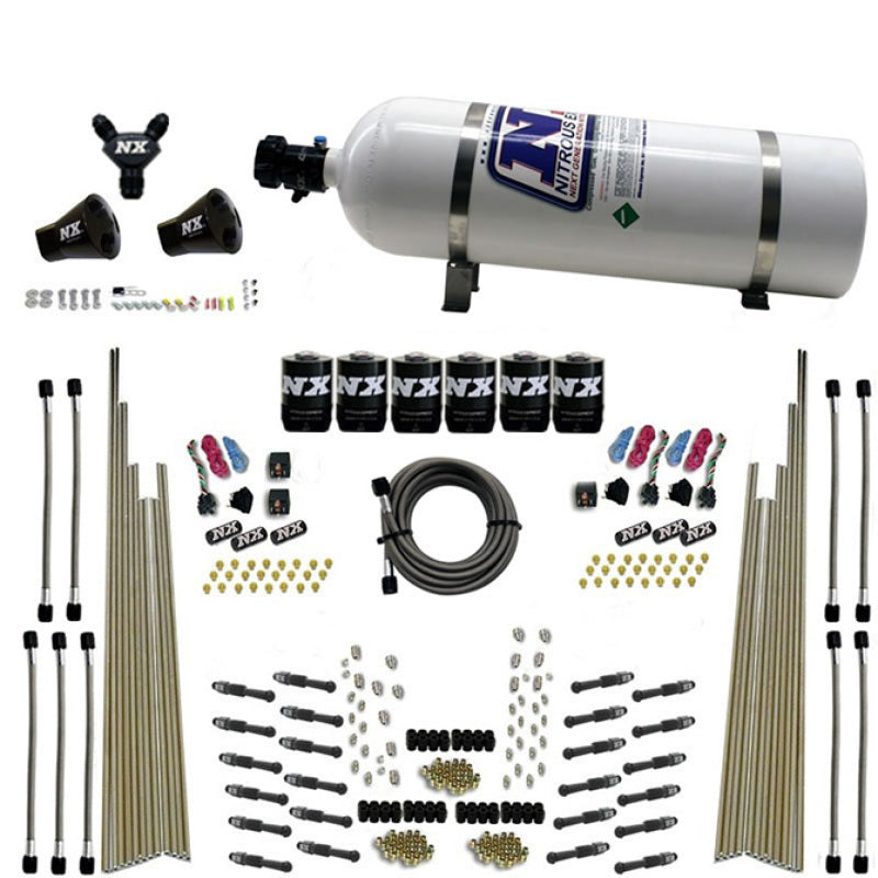 Nitrous Express 8 Cyl Dry Direct Port Three Stage 6 Solenoids Nitrous Kit (200-600HP) w/15lb Bottle 93206-15 93206-15 Photo - Primary