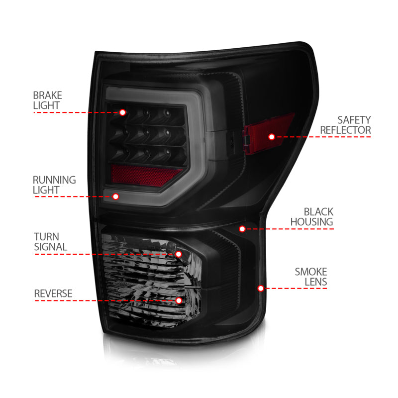 Anzo 07-11 Toyota Tundra Full LED Tailights Black Housing Smoke Lens G2 (w/C Light Bars) 311387 311387 Photo - Unmounted