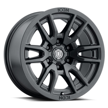 ICON Vector 6 17x8.5 6x120 0mm Offset 4.75in BS 67mm Bore Satin Black Wheel 2417859447SB 2417859447SB Photo - Primary